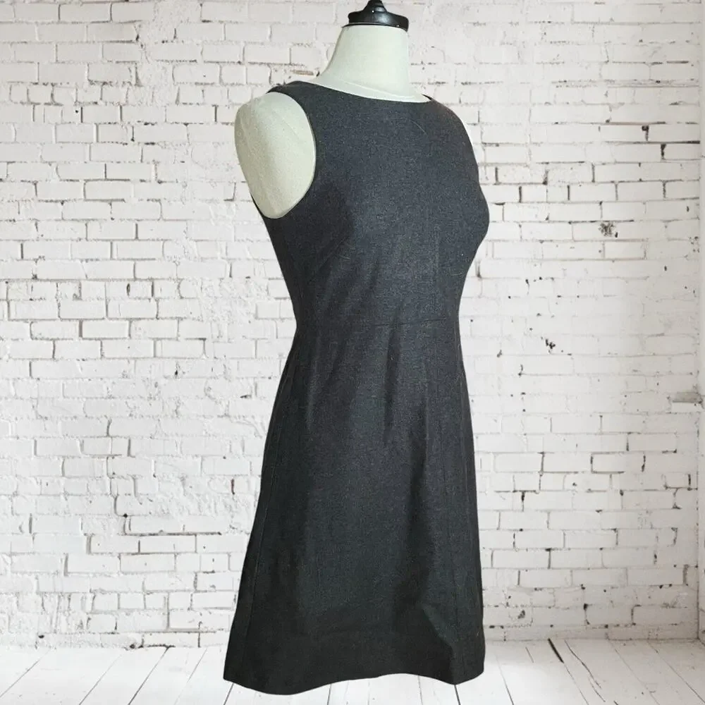 Ali Ro Fit & Flare Dress Sleeveless Gray Wool Blend Sz 4 Minimalist Career - Picture 2 of 9